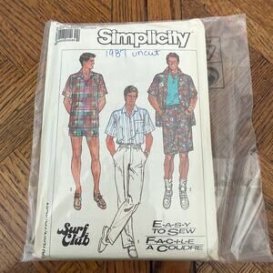 VINTAGE 80S SIMPLICITY 7990  PATTERN UNCUT mens ALL SIZES